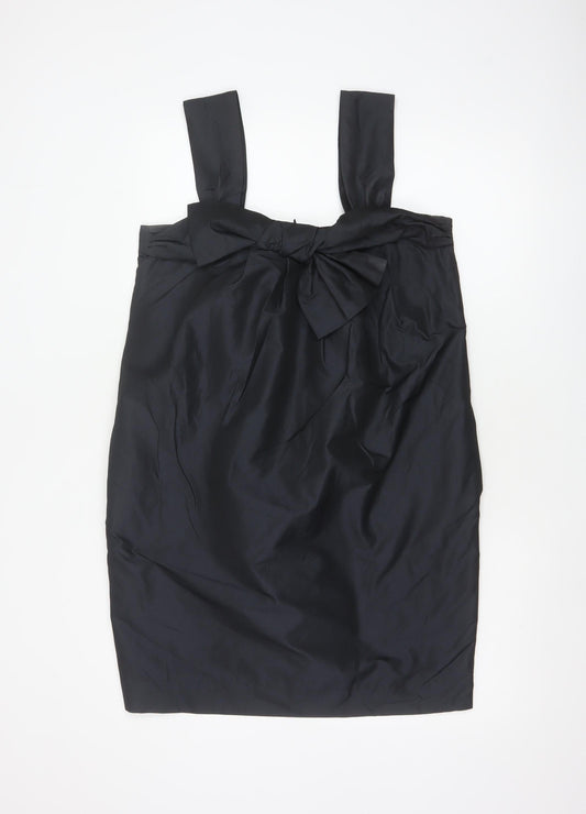 French Connection Women Black UK 14 Satin Bow Pencil Knee Dress