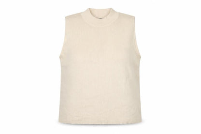 Et Vous Women Ivory Size 20 Ribbed Mock Neck Sleeveless Knit Tank Top