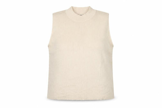 Et Vous Women Ivory Size 20 Ribbed Mock Neck Sleeveless Knit Tank Top