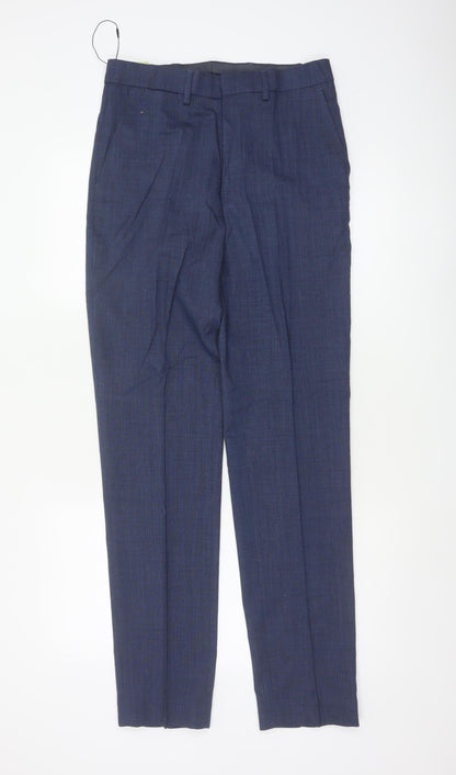 Marks and Spencer Men’s Blue 28 Slim Fit Wool Blend Dress Trousers