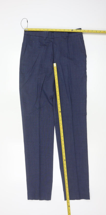 Marks and Spencer Men’s Blue 28 Slim Fit Wool Blend Dress Trousers