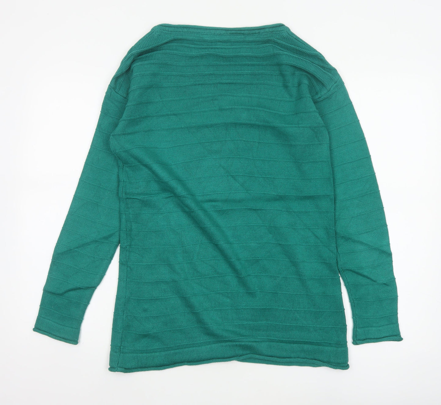 Crew Clothing Company Women Green Size 8 Crew Neck Textured Knit Jumper