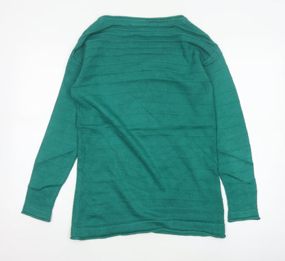 Crew Clothing Company Women Green Size 8 Crew Neck Textured Knit Jumper