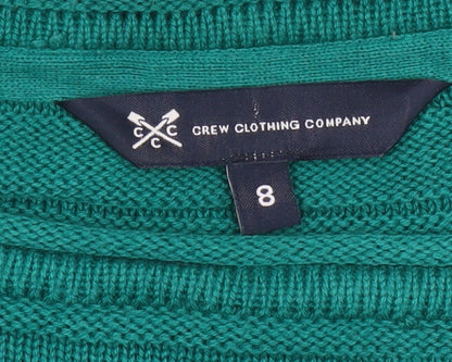 Crew Clothing Company Women Green Size 8 Crew Neck Textured Knit Jumper