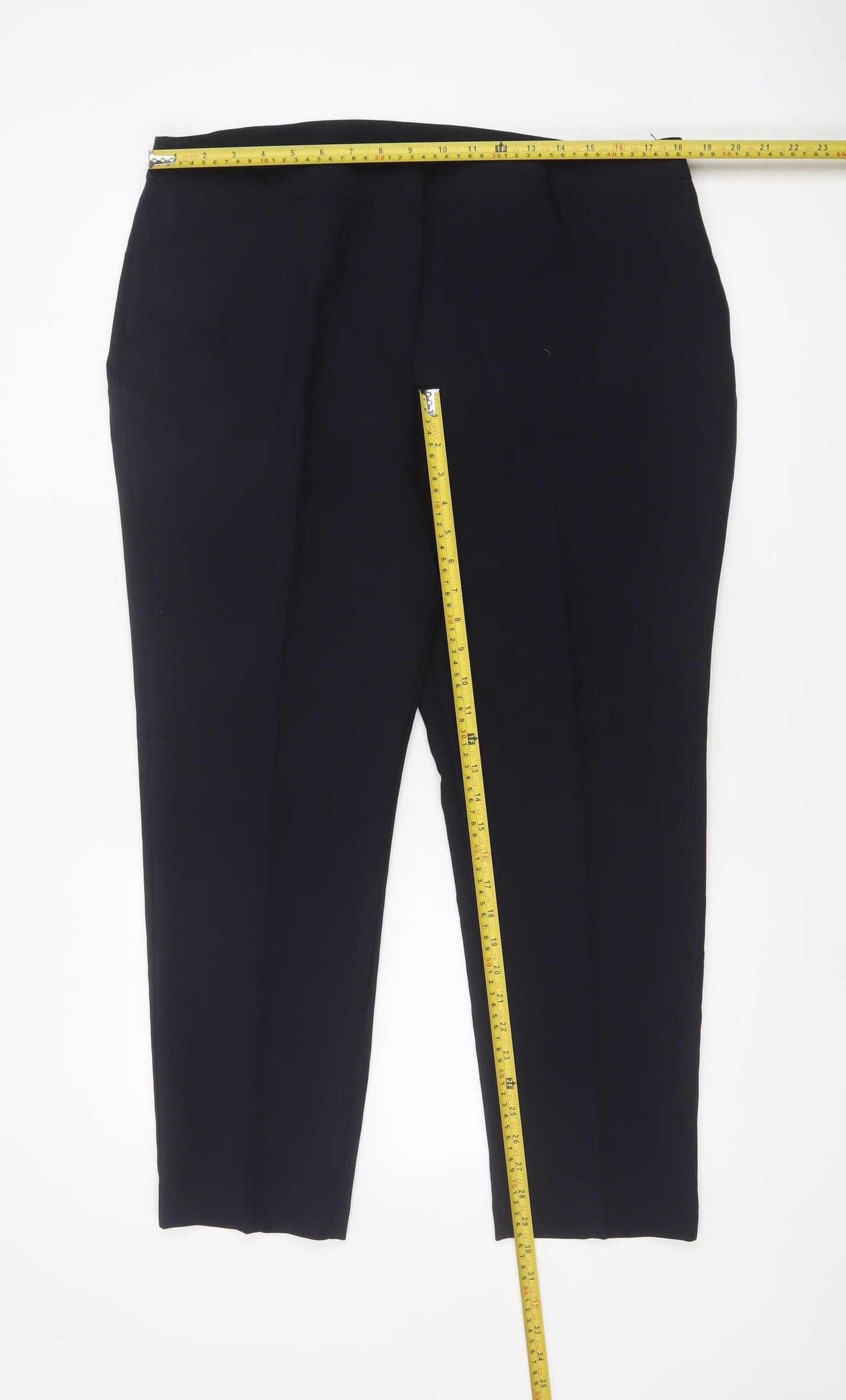 Bonmarché Women’s Navy Size 18 Tapered Smart Trousers Pockets