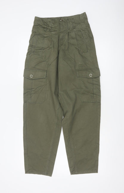 River Island Women Green UK 6 Tapered Cargo Trousers