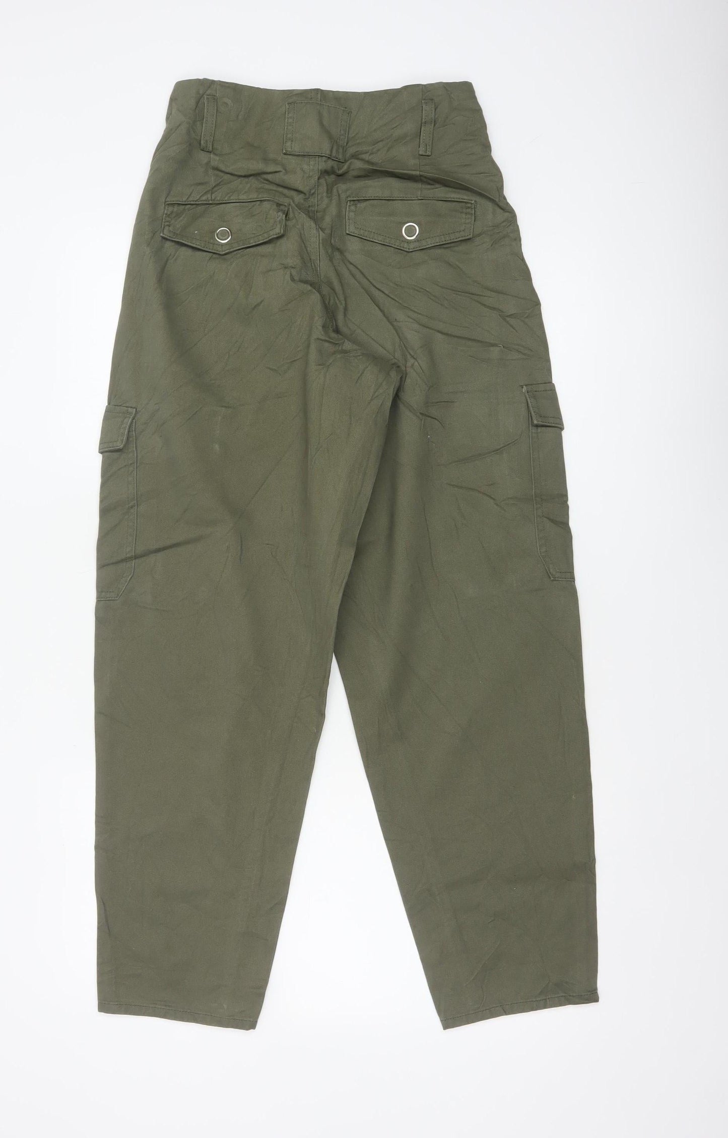 River Island Women Green UK 6 Tapered Cargo Trousers