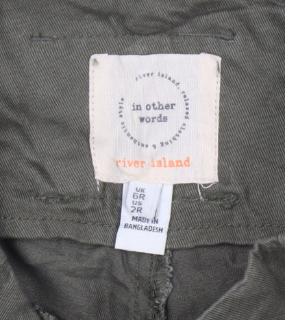 River Island Women Green UK 6 Tapered Cargo Trousers