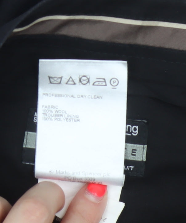 Marks & Spencer Men Grey Check Wool Dress Trousers 36W 31L