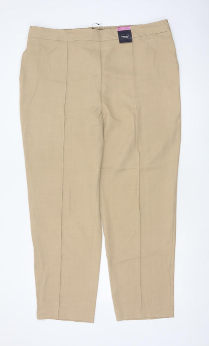 Marks and Spencer Women Beige UK 22 Straight High Rise Trousers