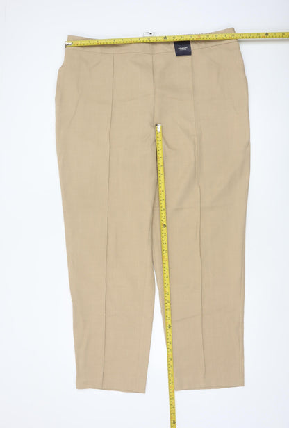 Marks and Spencer Women Beige UK 22 Straight High Rise Trousers