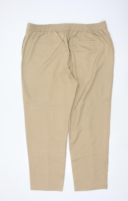 Marks and Spencer Women Beige UK 22 Straight High Rise Trousers