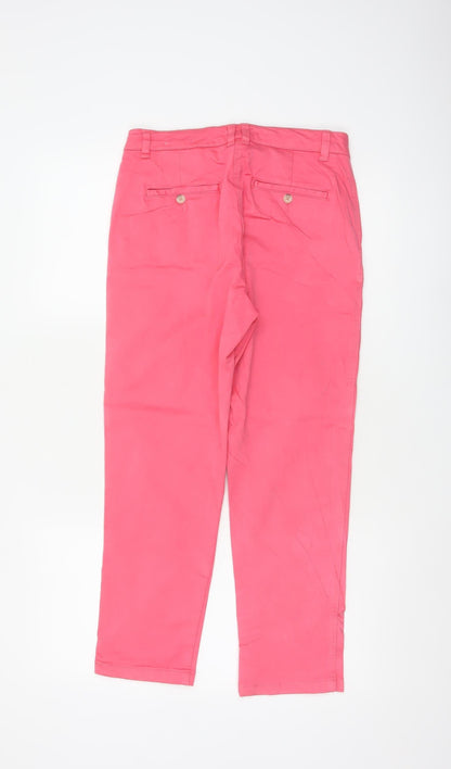 Joules Women’s Pink UK 8 Chino Trousers Tapered Mid Rise Pockets