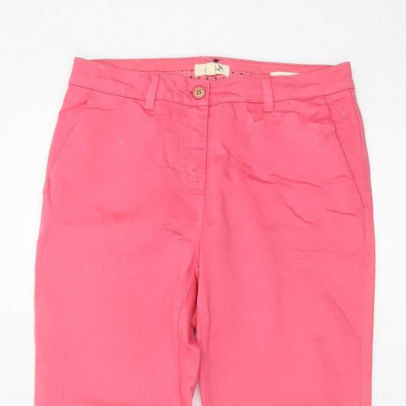 Joules Women’s Pink UK 8 Chino Trousers Tapered Mid Rise Pockets