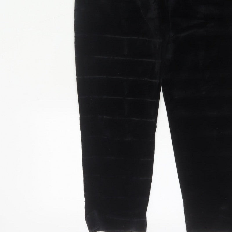 BHS Women’s Black Velvet Tapered Trousers Size 12 High Rise