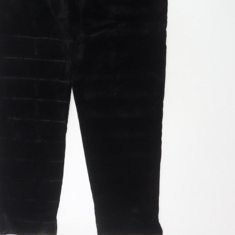 BHS Women’s Black Velvet Tapered Trousers Size 12 High Rise