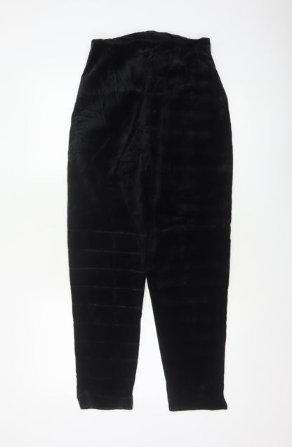 BHS Women’s Black Velvet Tapered Trousers Size 12 High Rise