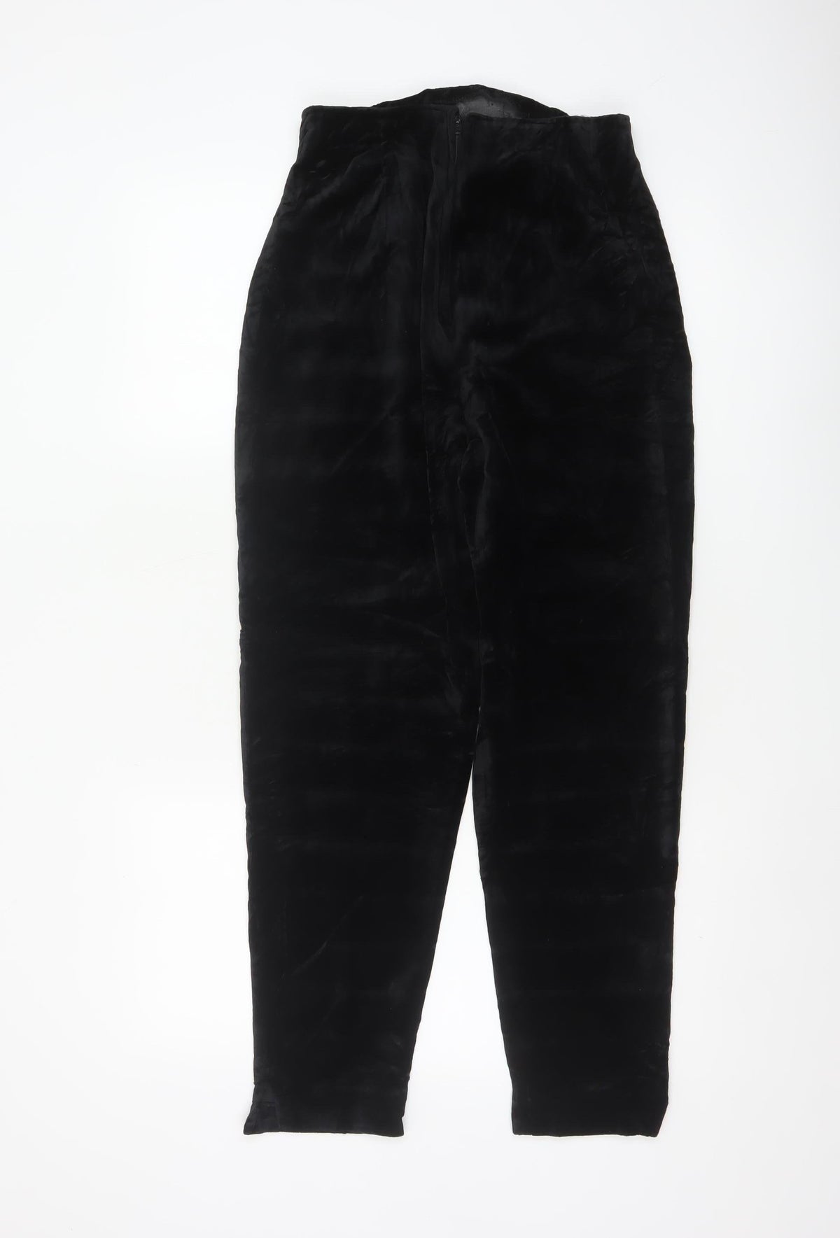 BHS Women’s Black Velvet Tapered Trousers Size 12 High Rise