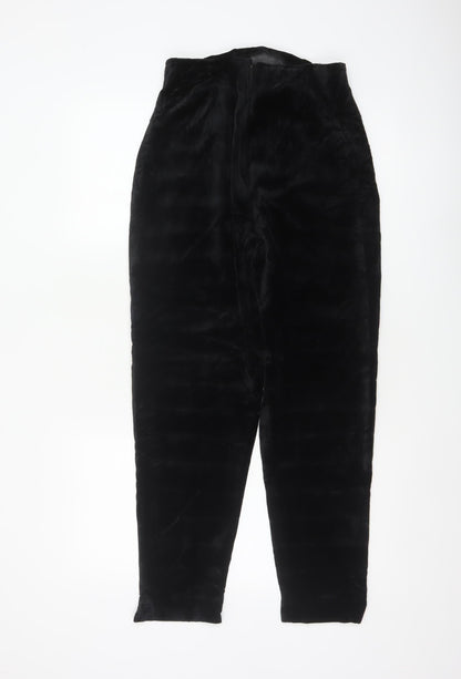 BHS Women’s Black Velvet Tapered Trousers Size 12 High Rise