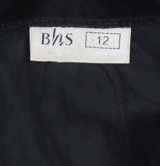 BHS Women’s Black Velvet Tapered Trousers Size 12 High Rise