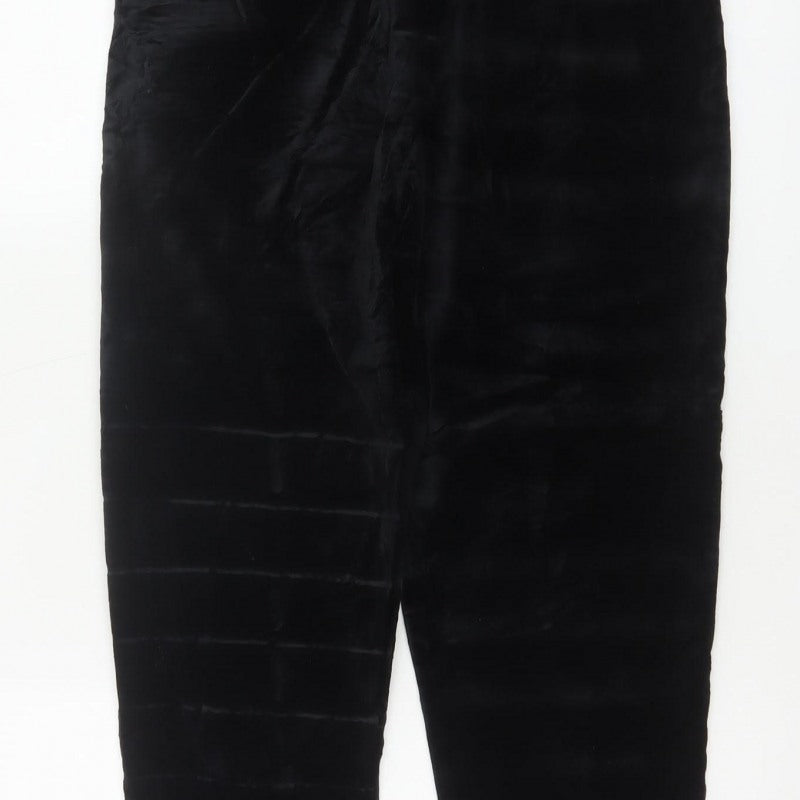 BHS Women’s Black Velvet Tapered Trousers Size 12 High Rise
