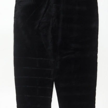 BHS Women’s Black Velvet Tapered Trousers Size 12 High Rise