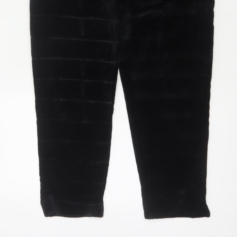 BHS Women’s Black Velvet Tapered Trousers Size 12 High Rise