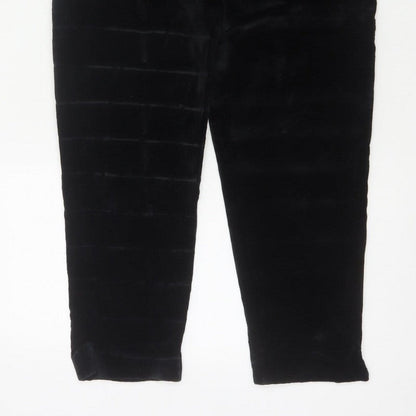 BHS Women’s Black Velvet Tapered Trousers Size 12 High Rise