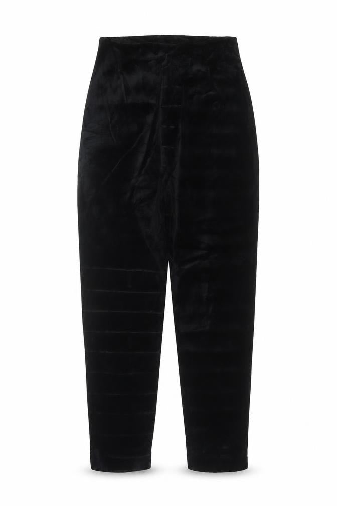 BHS Women’s Black Velvet Tapered Trousers Size 12 High Rise