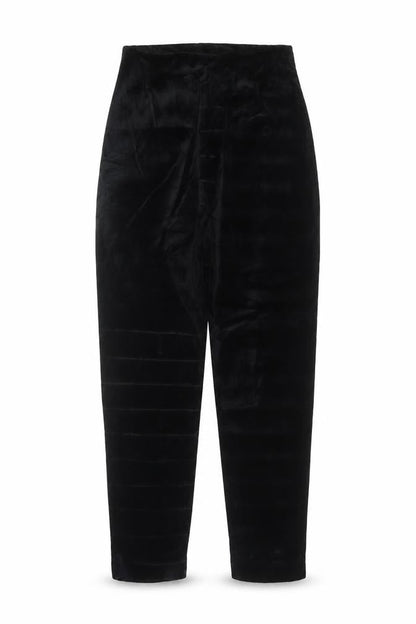 BHS Women’s Black Velvet Tapered Trousers Size 12 High Rise