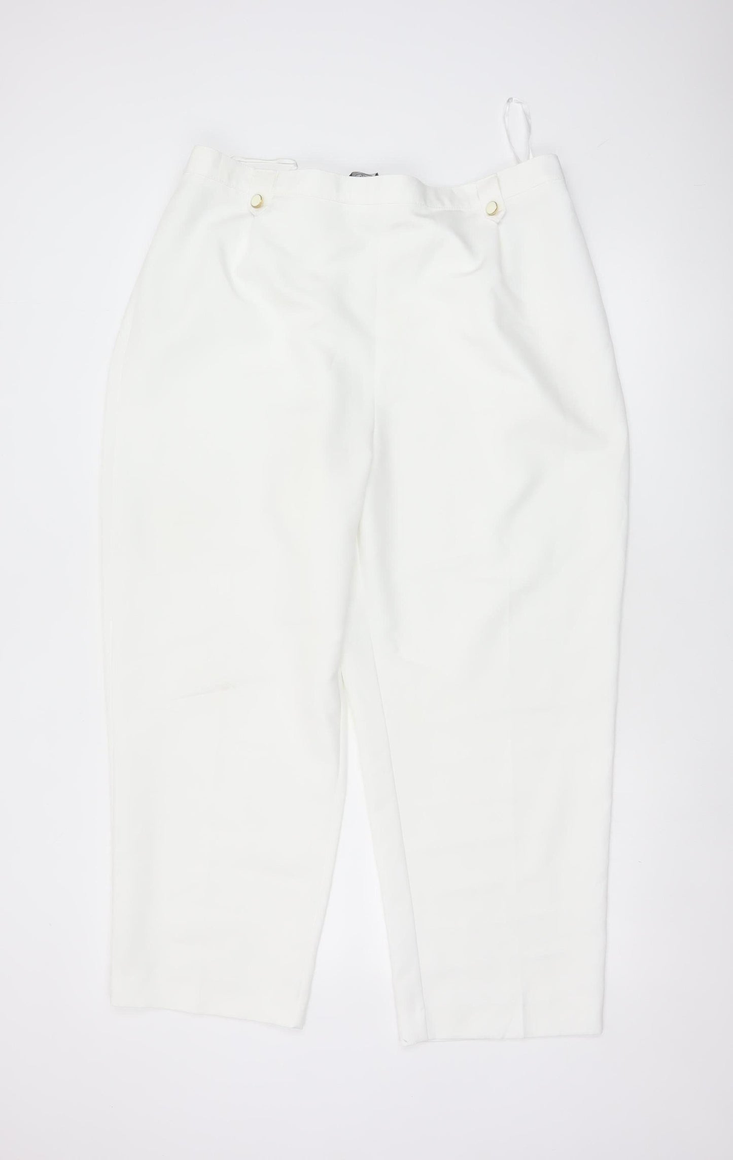 BM Women Ivory Size 20 Tapered Smart Trousers Elastic Back Pockets