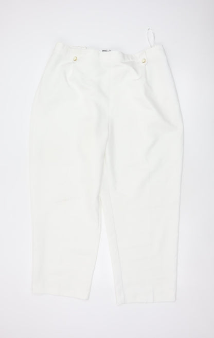 BM Women Ivory Size 20 Tapered Smart Trousers Elastic Back Pockets