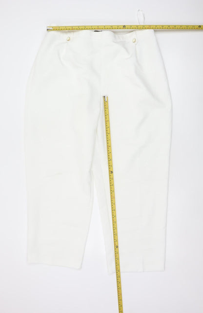 BM Women Ivory Size 20 Tapered Smart Trousers Elastic Back Pockets