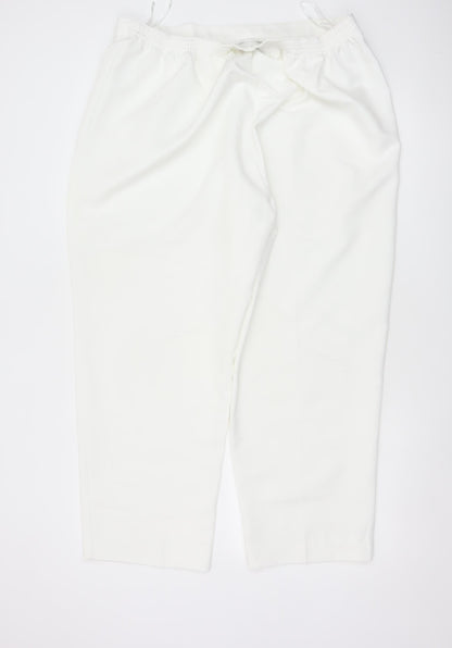 BM Women Ivory Size 20 Tapered Smart Trousers Elastic Back Pockets