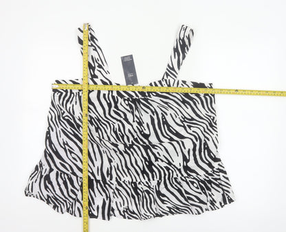 Marks and Spencer Women Black White UK 18 Zebra Print Cotton Ruffle Camisole