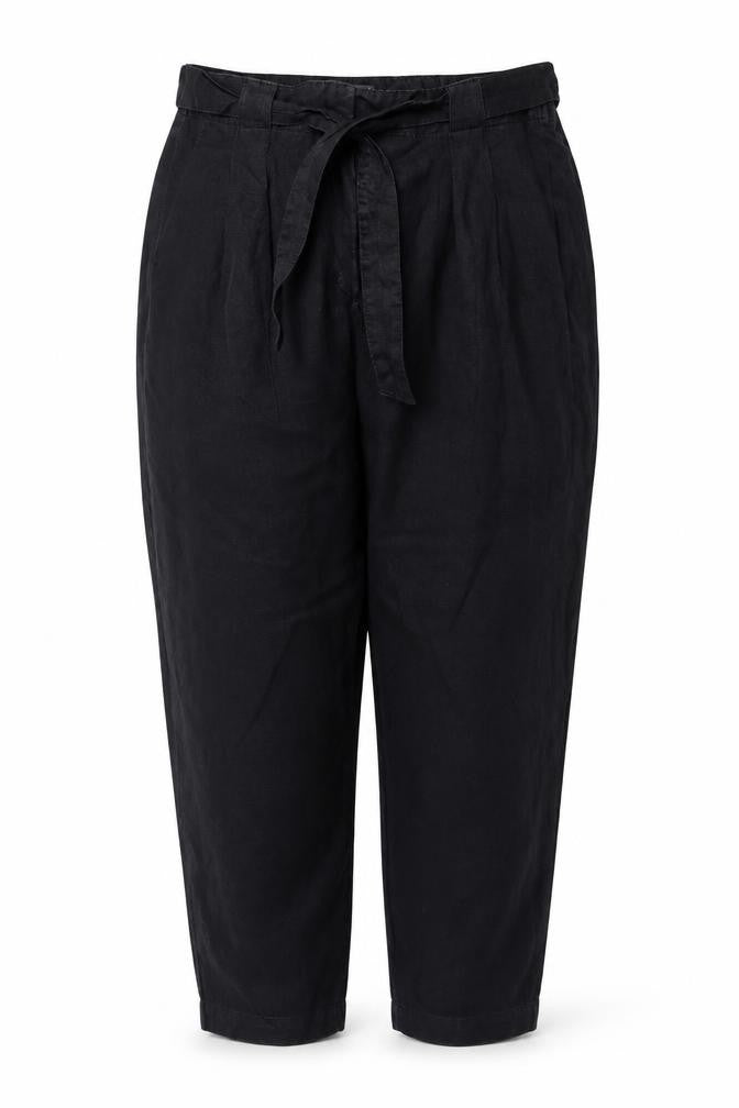 Marks & Spencer Women Black UK 18 Linen Paperbag Tapered Trousers