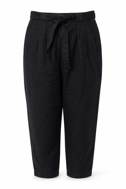 Marks & Spencer Women Black UK 18 Linen Paperbag Tapered Trousers