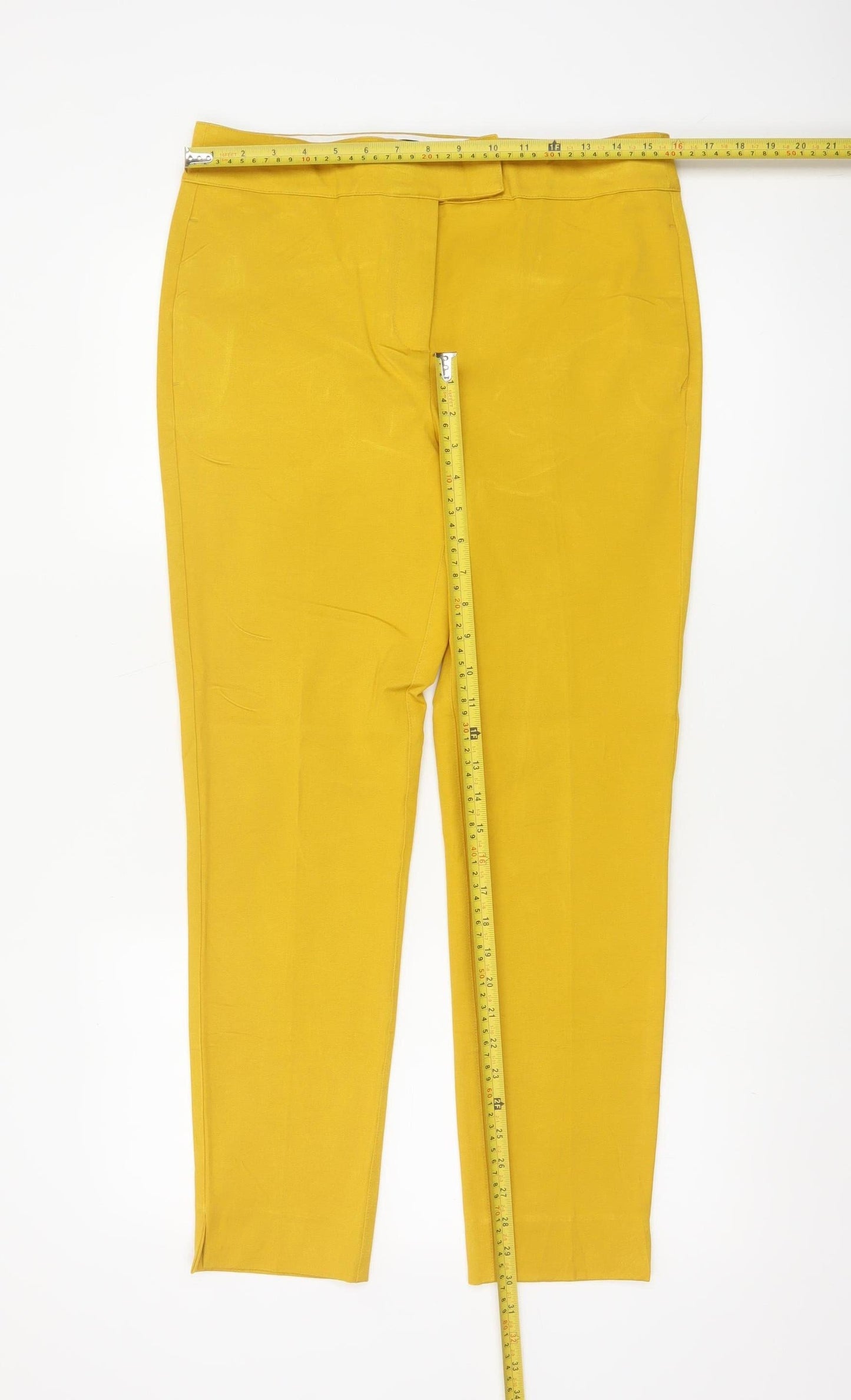 Next Women Yellow UK 10 Tall Slim Tapered Smart Trousers