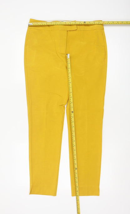 Next Women Yellow UK 10 Tall Slim Tapered Smart Trousers