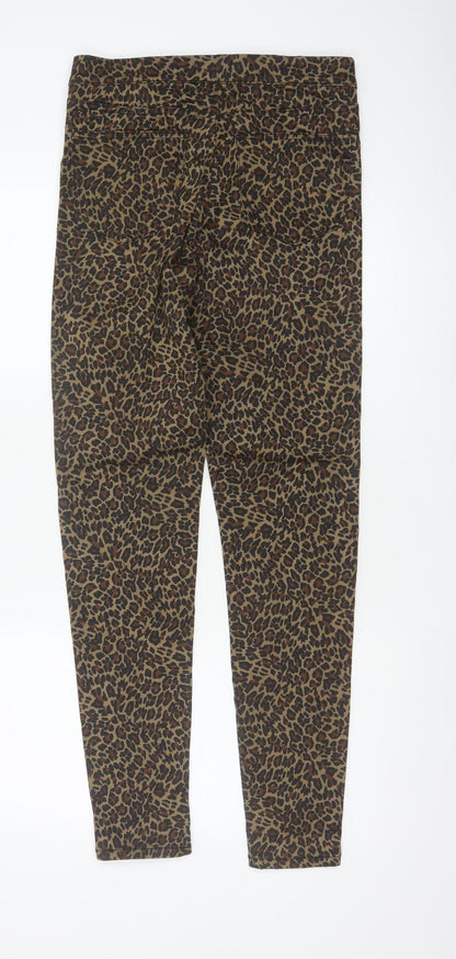 M&S Women’s Brown Leopard Print Skinny Jeggings UK 10 Long Stretch