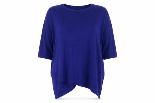 Phase Eight Women Blue L Asymmetric Hem 3/4 Sleeve Knit Jumper
