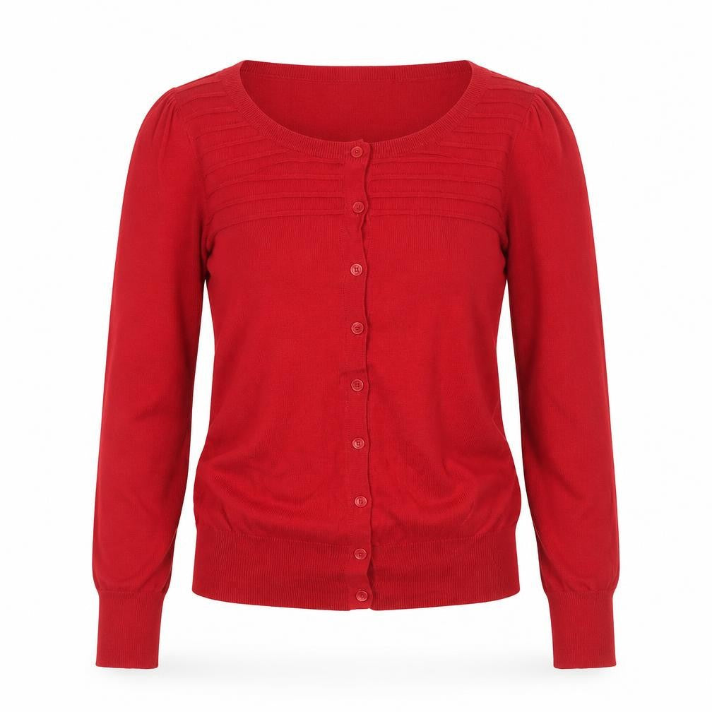 Oasis Women Red Size S Scoop Neck Button Front Knit Cardigan
