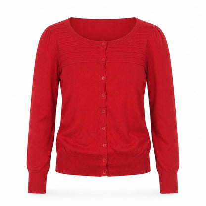 Oasis Women Red Size S Scoop Neck Button Front Knit Cardigan