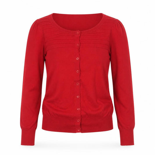 Oasis Women Red Size S Scoop Neck Button Front Knit Cardigan