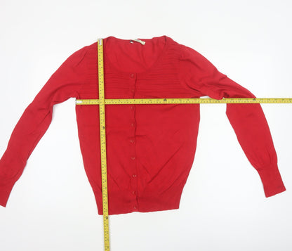 Oasis Women Red Size S Scoop Neck Button Front Knit Cardigan