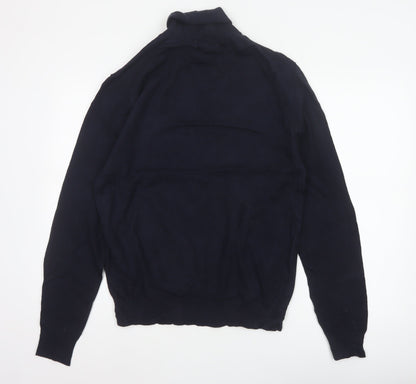 Marks and Spencer Men's Navy M Roll Neck Wool Blend Pullover Jumper