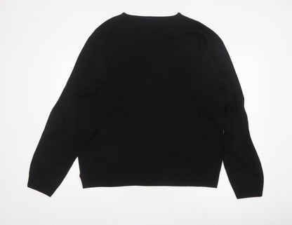 Casual Club Men’s Black XL V-Neck Acrylic Knit Pullover Jumper