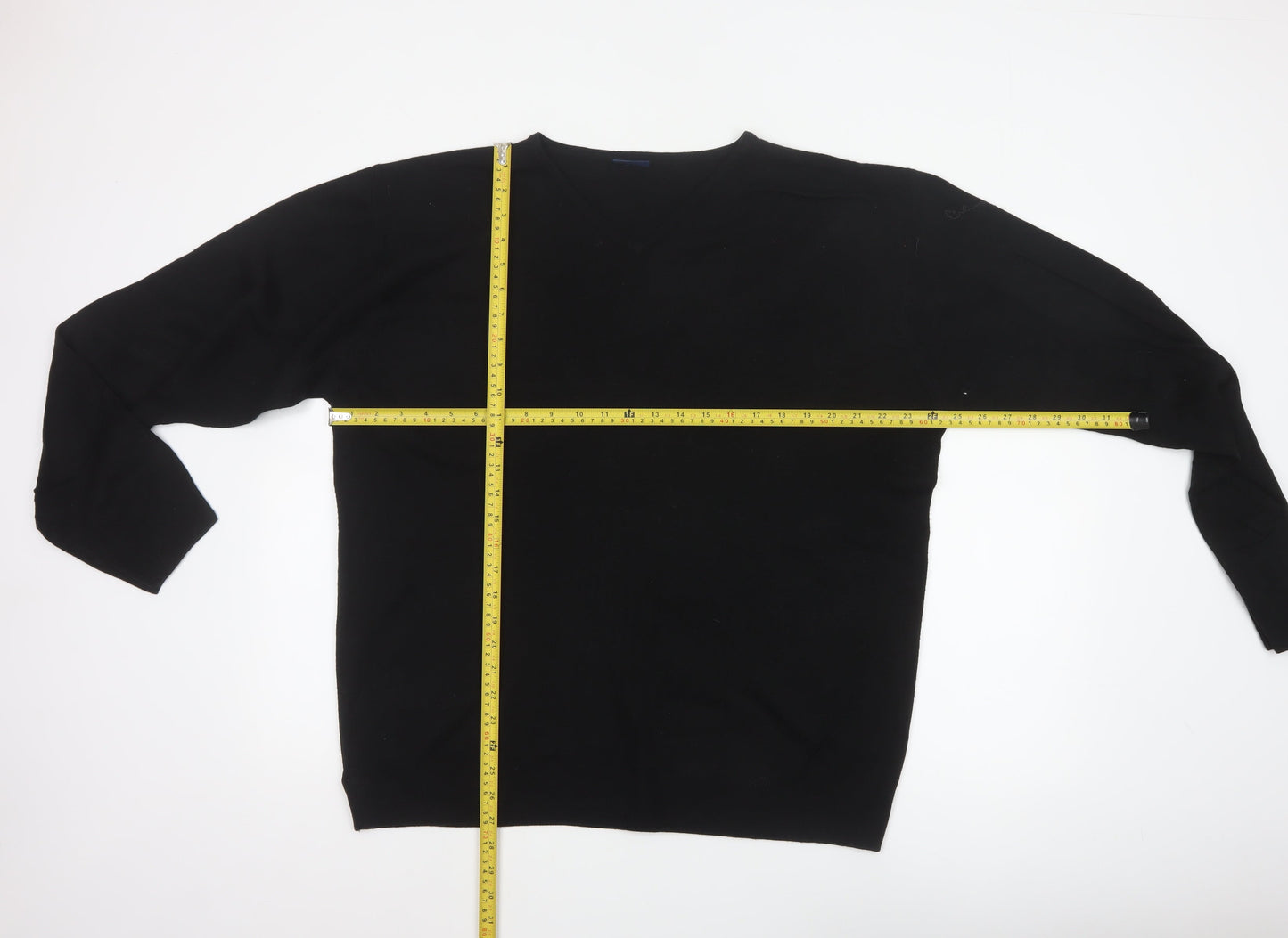 Casual Club Men’s Black XL V-Neck Acrylic Knit Pullover Jumper