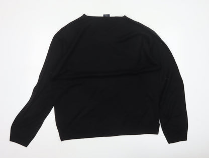 Casual Club Men’s Black XL V-Neck Acrylic Knit Pullover Jumper