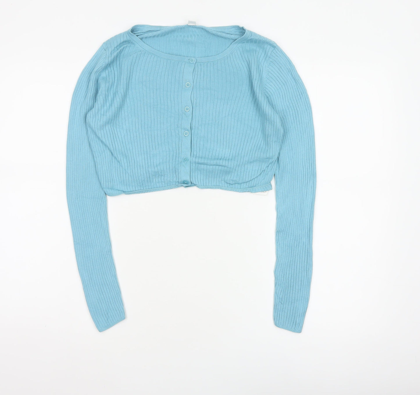 UNIQLO Women’s Blue S Ribbed Cotton Modal Button Cardigan